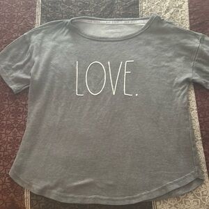 Rae Dunn grey Love. T-shirt size large